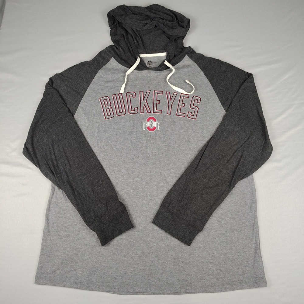 Ohio State Buckeyes Mens XXL Lightweight Hooded Shirt Long Sleeve Gray NCAA